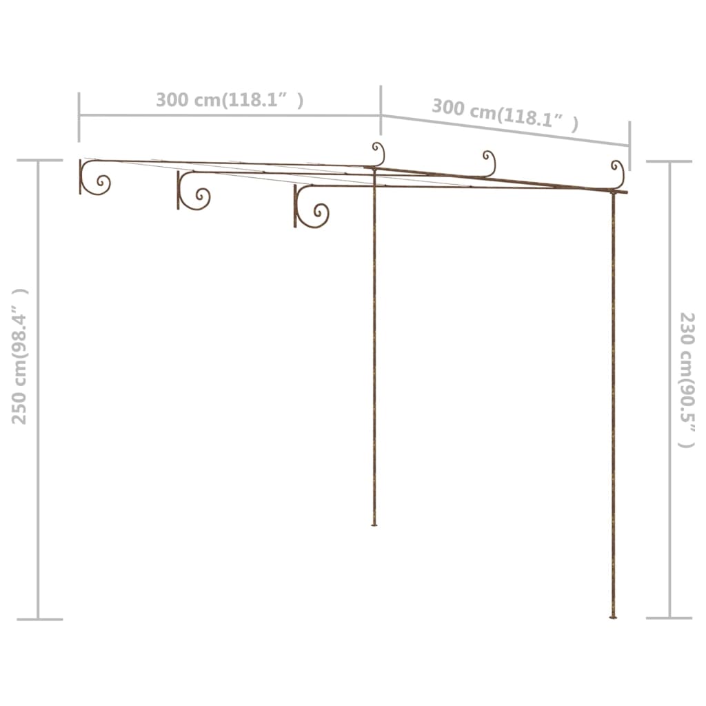 Pergolato da Giardino Marrone Anticato 3x3x2,5 m in Ferro | homemem39