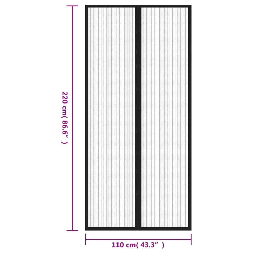 Tende Antimosche 2 pz per Porte con Magneti Nere 220x110 cm | homemem39