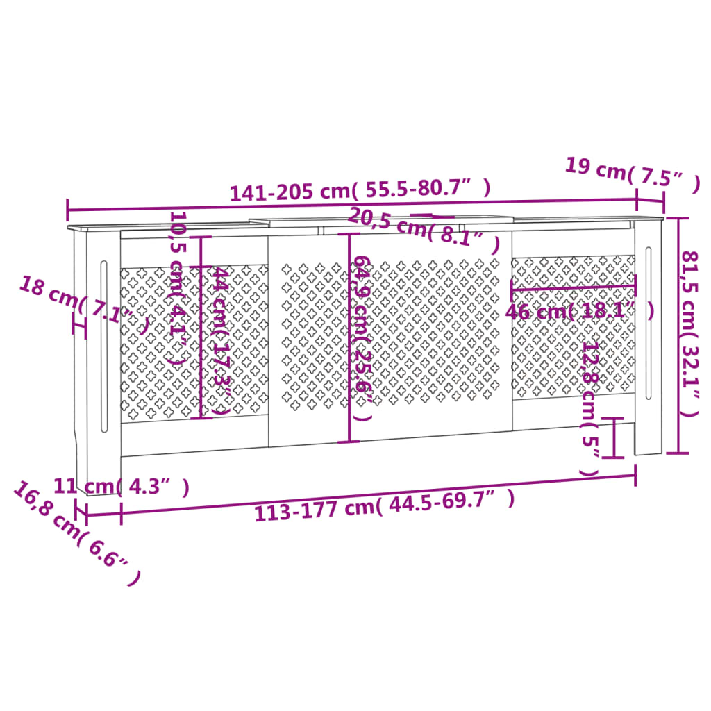 Copertura per Radiatore in MDF 205 cm - homemem39