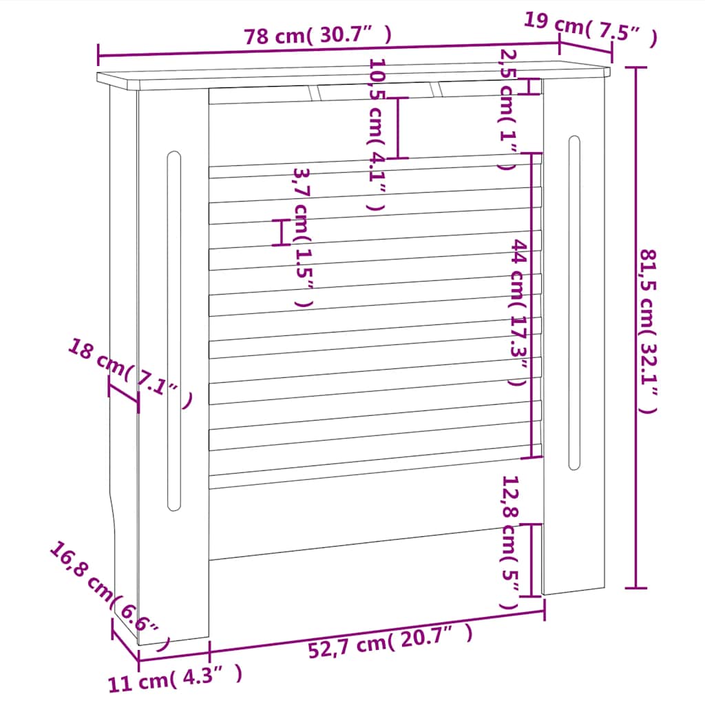 Copertura per Radiatore Bianca in MDF 78 cm - homemem39