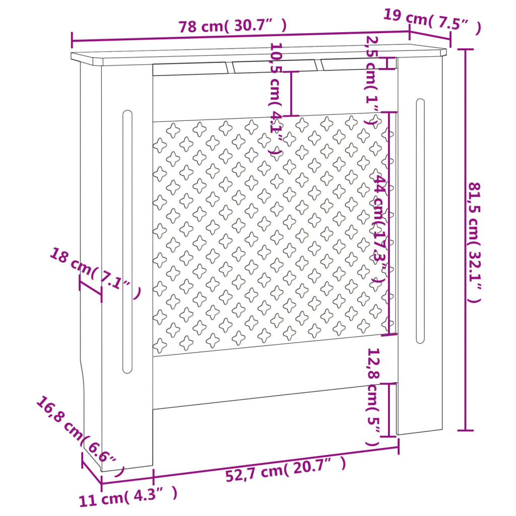 Copertura per Radiatore Bianca in MDF 78 cm - homemem39