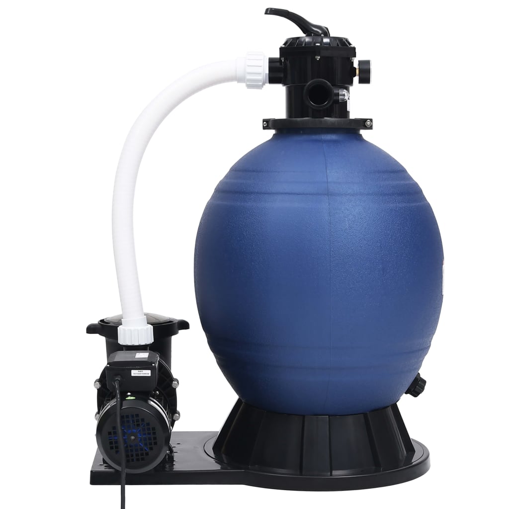 Filtro a Sabbia con Pompa a 7 Vie da 1000 W Blu e Nero - homemem39