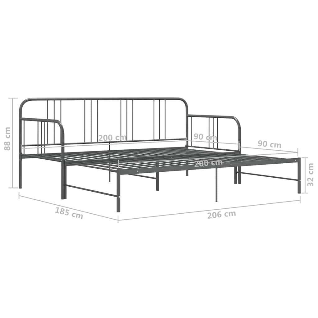 Telaio Divano Letto Estraibile Grigio in Metallo 90x200 cm | homemem39