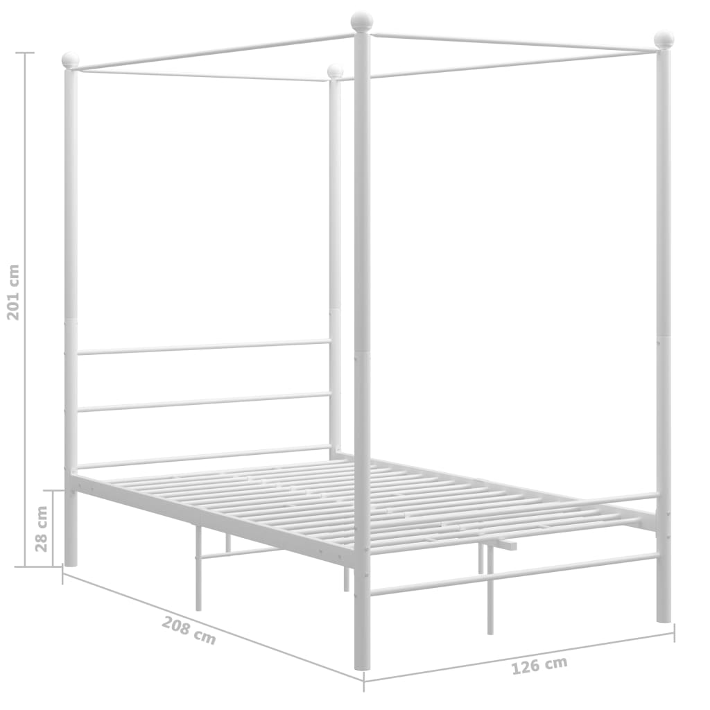 Letto a Baldacchino Bianco in Metallo 120x200 cm | homemem39
