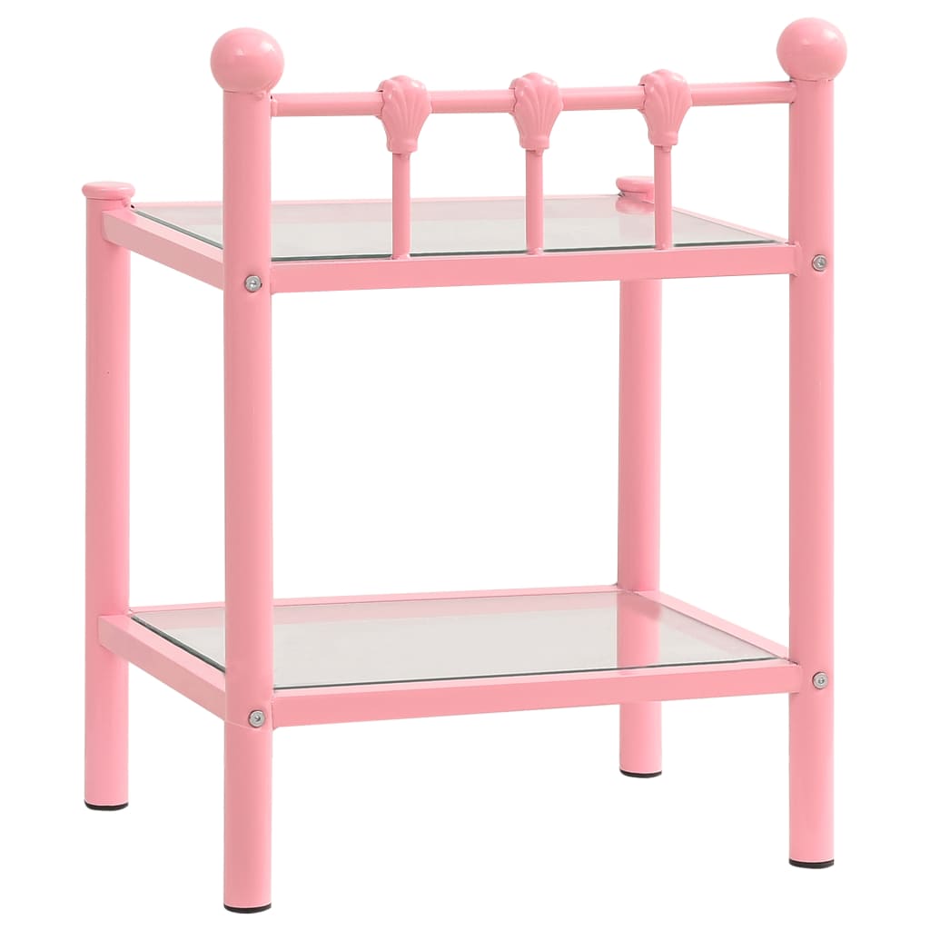 Comodini 2 pz Rosa e Trasparente in Metallo e Vetro - homemem39