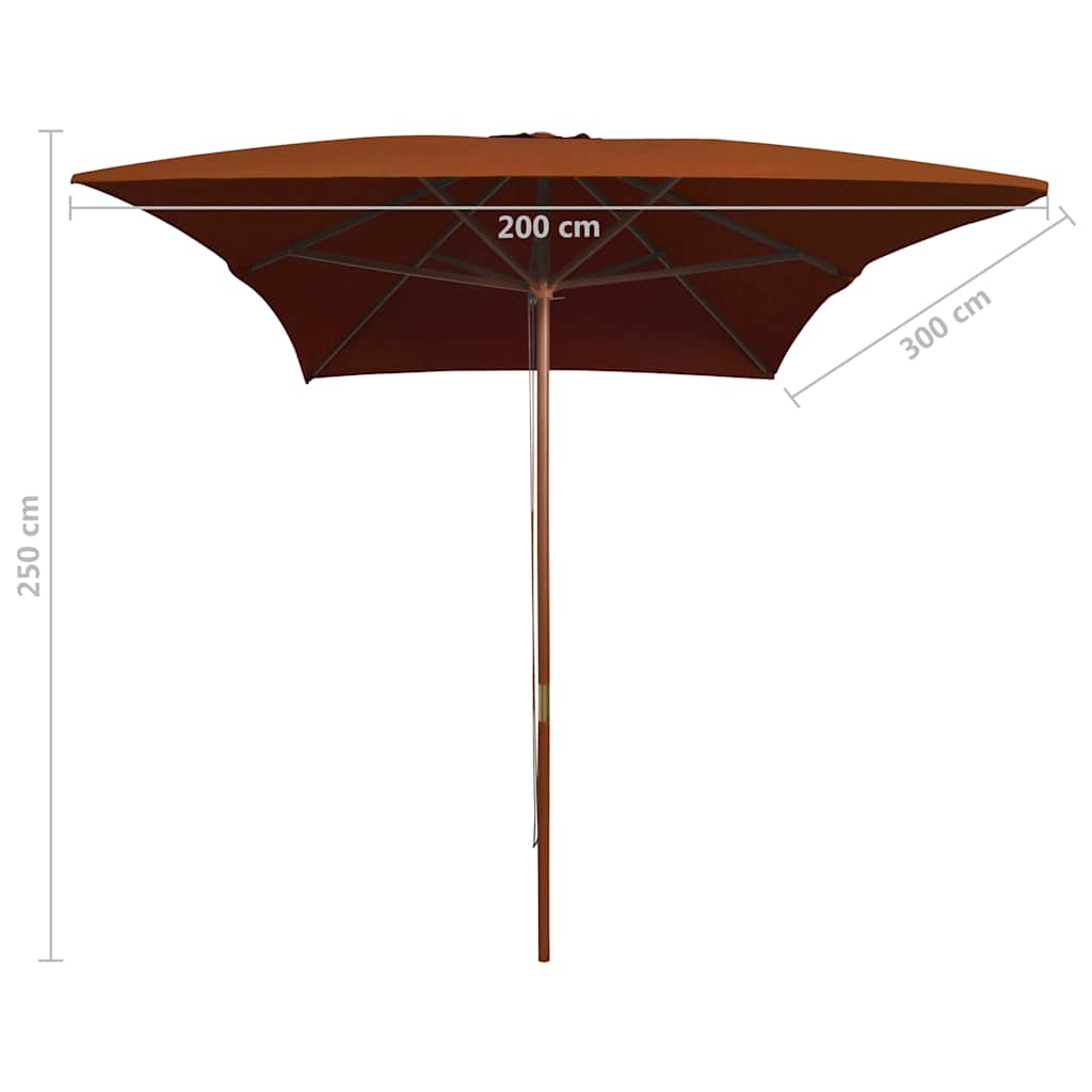 Ombrellone da Giardino con Palo in Legno Terracotta 200x300 cm | homemem39