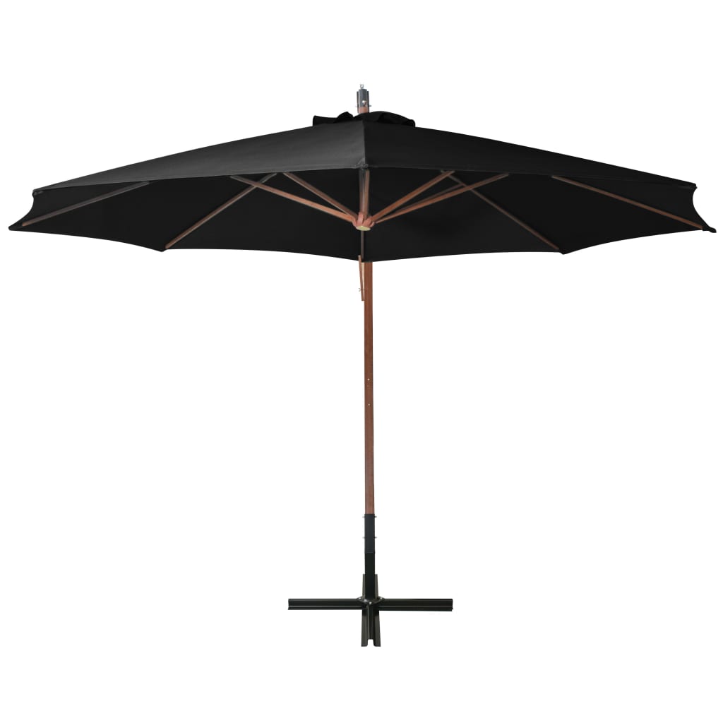 Ombrellone a Sbalzo Nero 3,5x2,9 m Palo in Abete Massello - homemem39