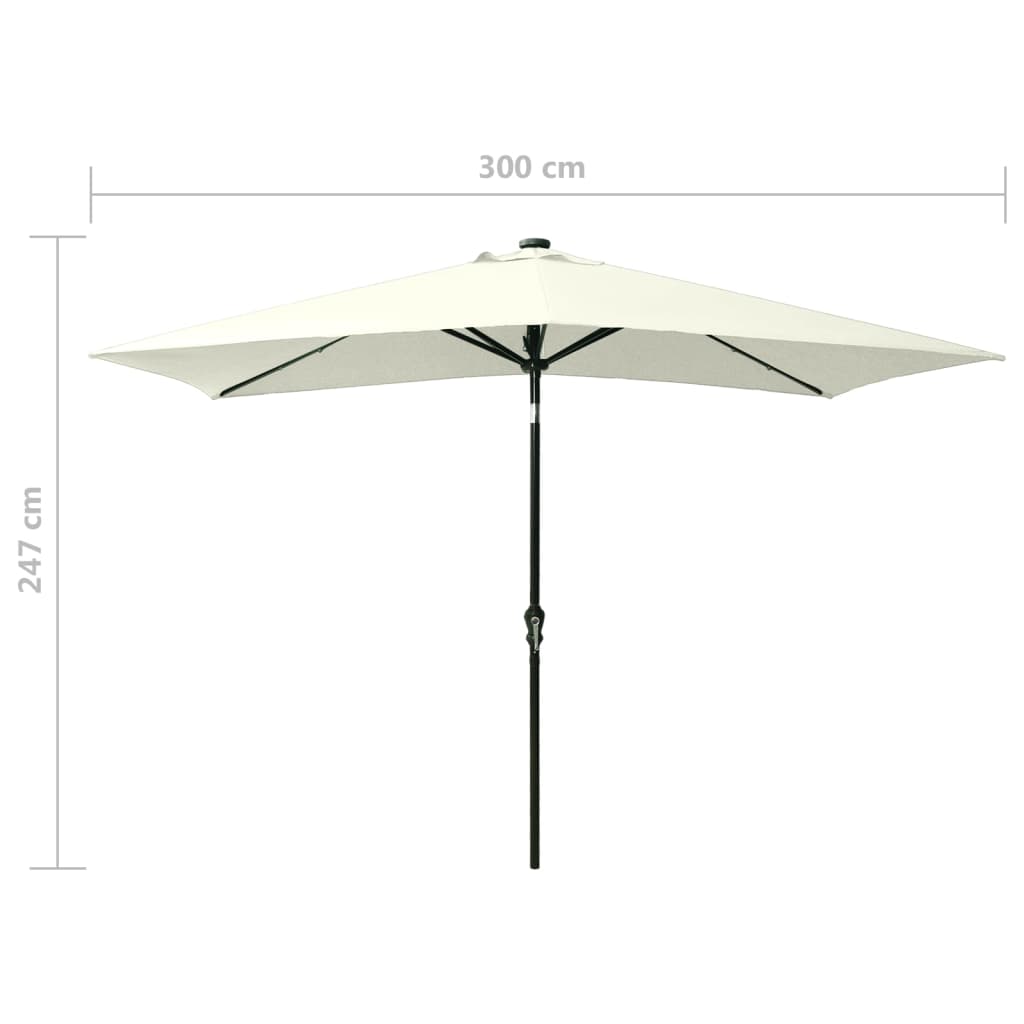 Ombrellone a Sbalzo con Palo in Acciaio e LED Sabbia 2x3 m - homemem39