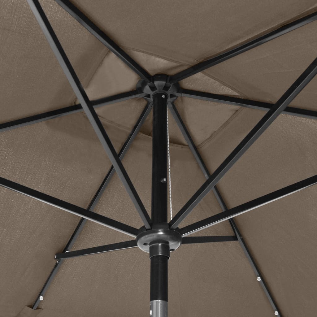 Ombrellone a Sbalzo con Palo in Acciaio e LED Tortora 2x3 m - homemem39