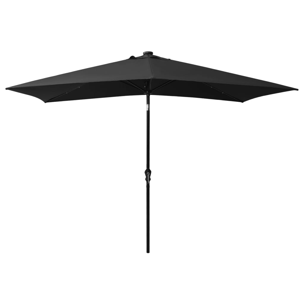 Ombrellone a Sbalzo con Palo in Acciaio e LED Nero 2x3 m - homemem39