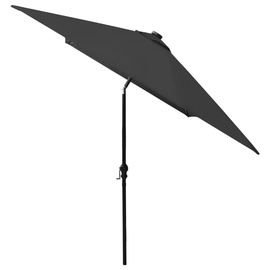 Ombrellone a Sbalzo con Palo in Acciaio e LED Nero 2x3 m - homemem39