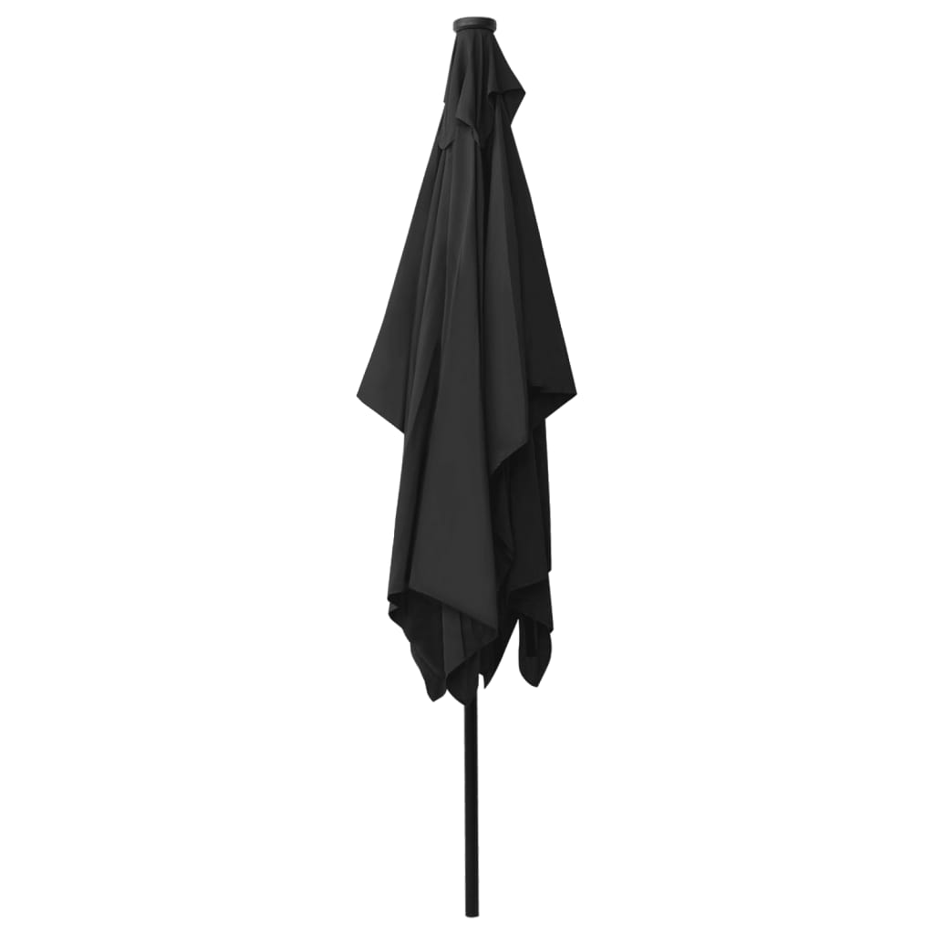 Ombrellone a Sbalzo con Palo in Acciaio e LED Nero 2x3 m - homemem39