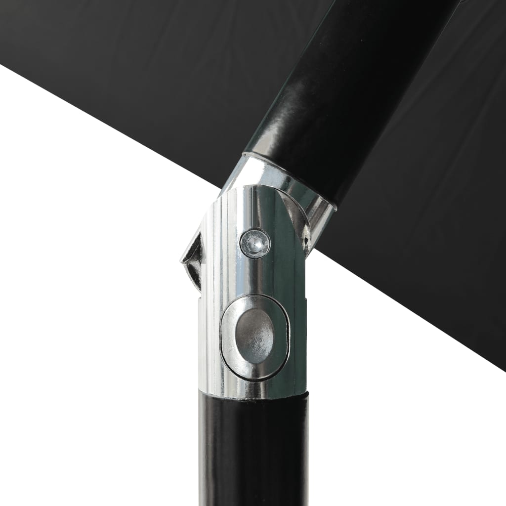 Ombrellone a Sbalzo con Palo in Acciaio e LED Nero 2x3 m - homemem39