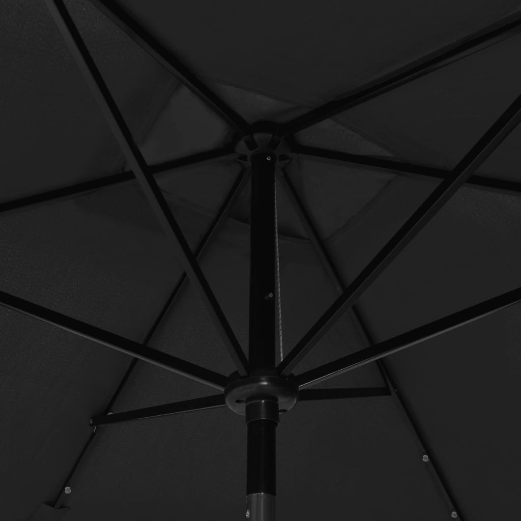 Ombrellone a Sbalzo con Palo in Acciaio e LED Nero 2x3 m - homemem39