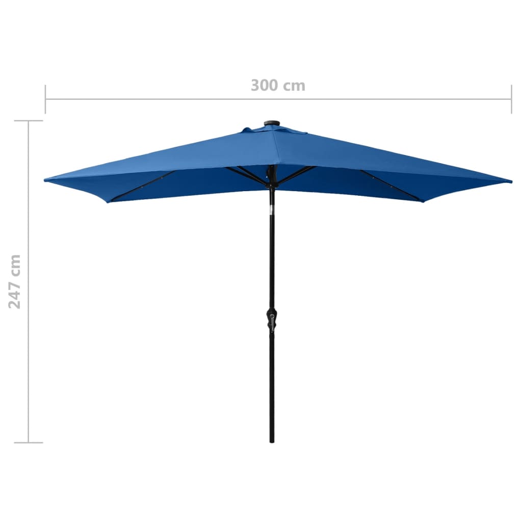 Ombrellone a Sbalzo con Palo in Acciaio e LED Azzurro 2x3 m - homemem39