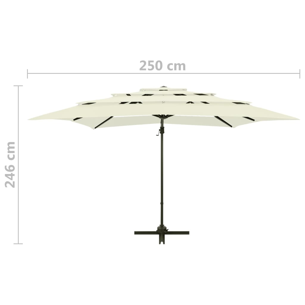 Ombrellone a Sbalzo 4 Livelli Palo Alluminio 250x250 cm Sabbia | homemem39