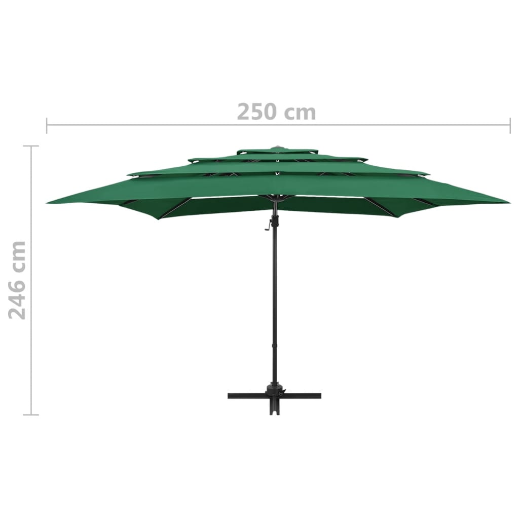 Ombrellone a Sbalzo 4 Livelli Palo Alluminio 250x250 cm Verde | homemem39
