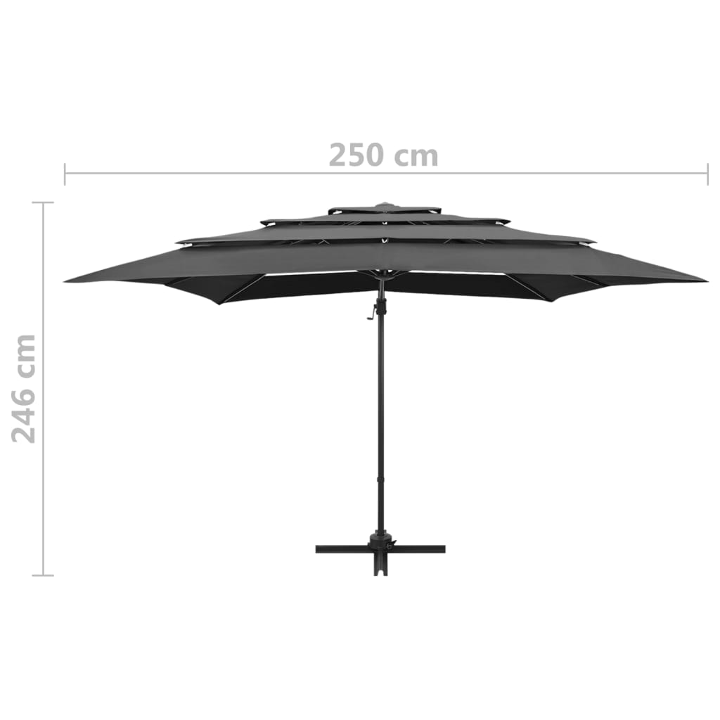 Ombrellone a 4 Livelli Palo in Alluminio 250x250 cm Antracite - homemem39