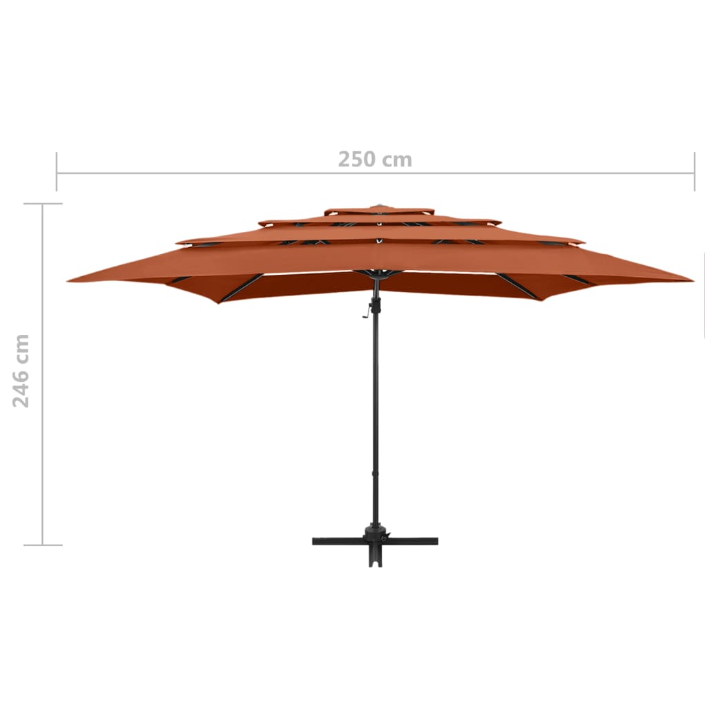 Ombrellone a 4 Livelli Palo in Alluminio 250x250 cm Terracotta | homemem39