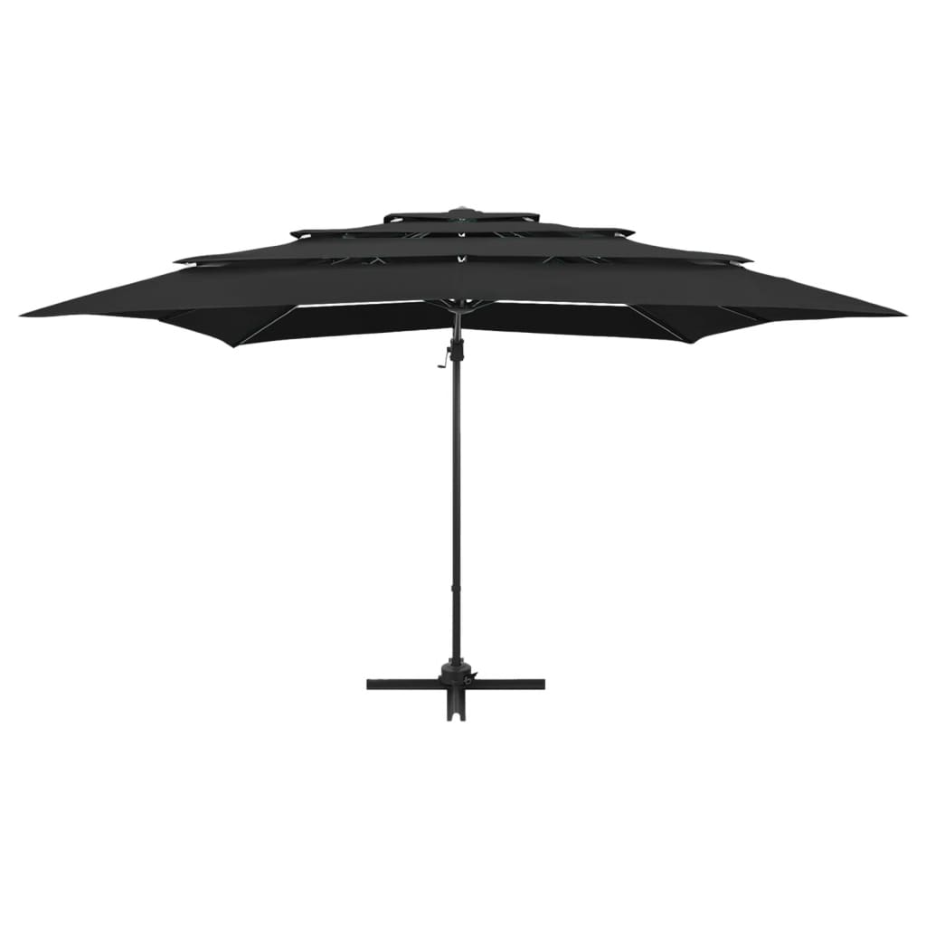 Ombrellone a Sbalzo a 4 Livelli Palo Alluminio 250x250 cm Nero - homemem39