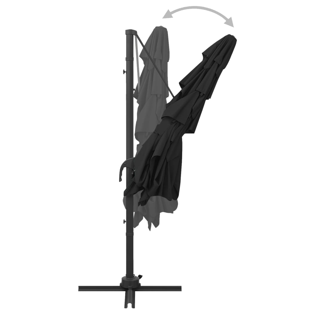 Ombrellone a Sbalzo a 4 Livelli Palo Alluminio 250x250 cm Nero - homemem39