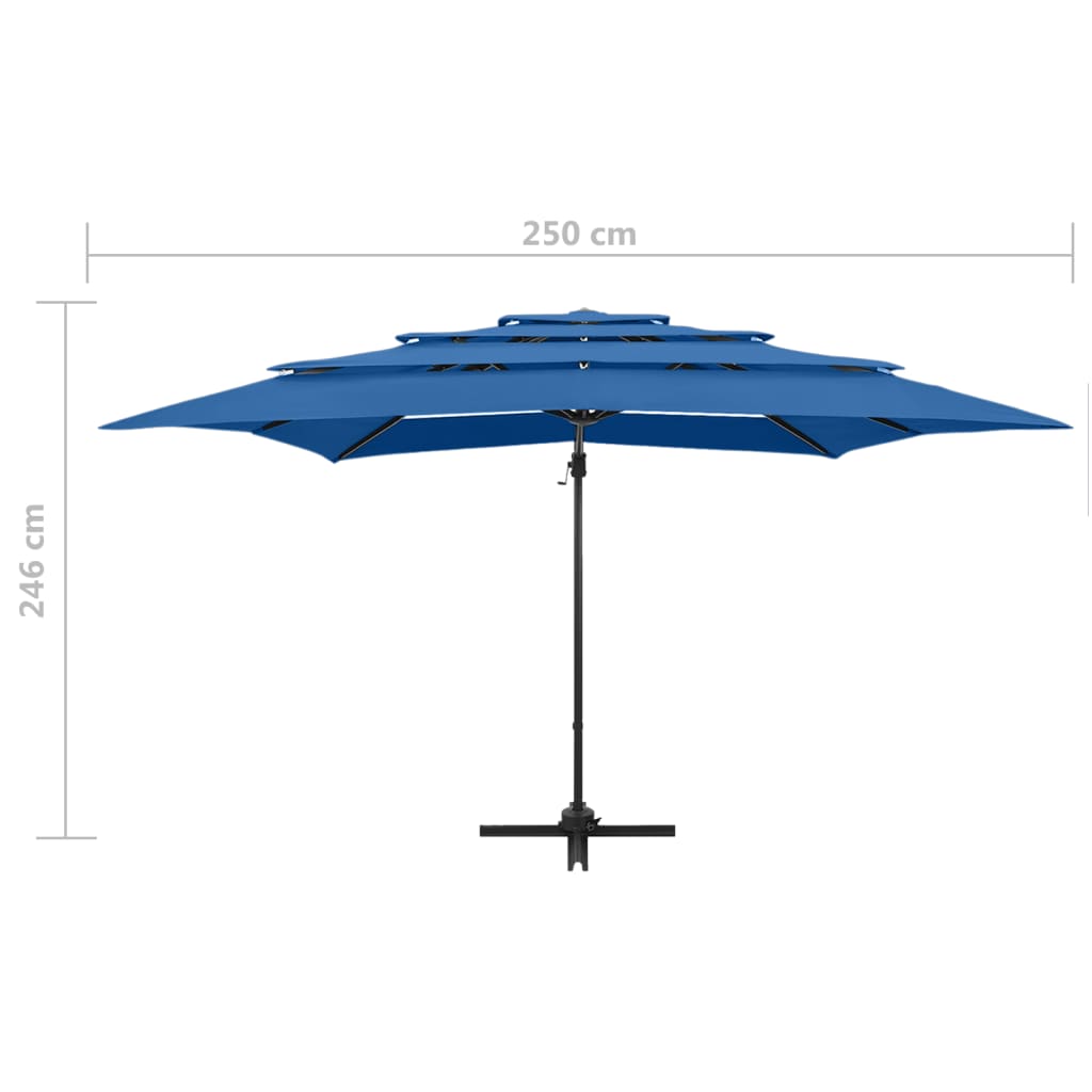 Ombrellone a Sbalzo 4 Livelli Palo in Alluminio 250x250 cm Blu - homemem39