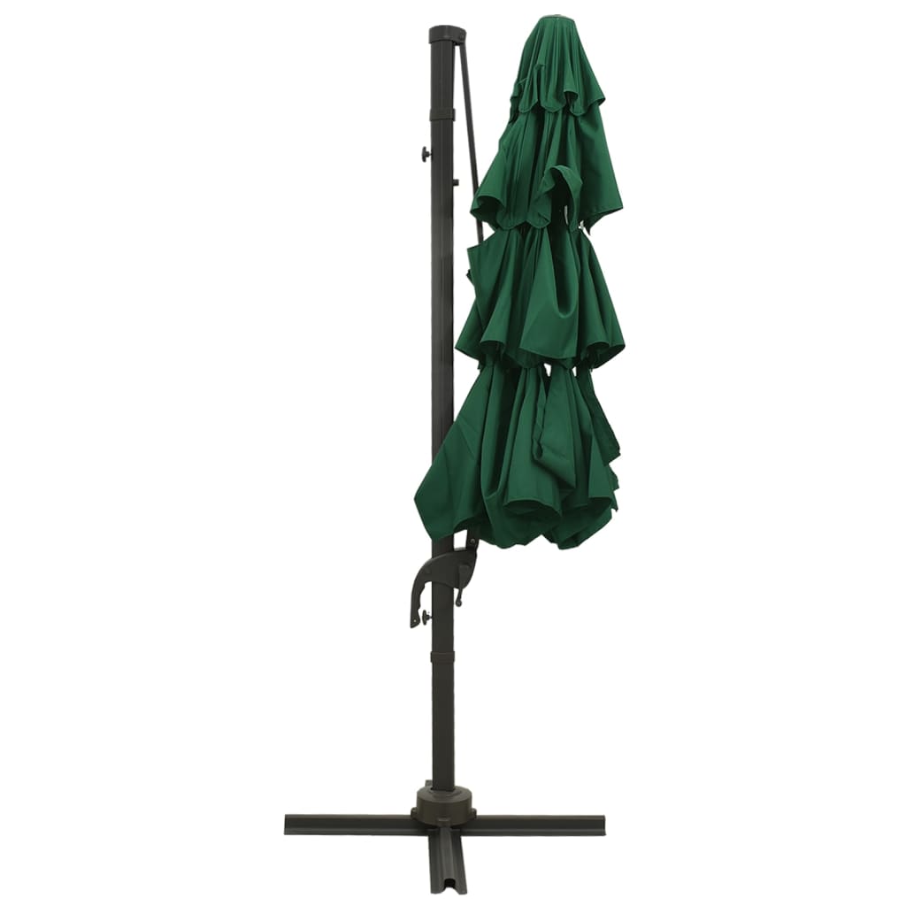 Ombrellone a Sbalzo 4 Livelli Palo Alluminio Verde 3x3 m - homemem39