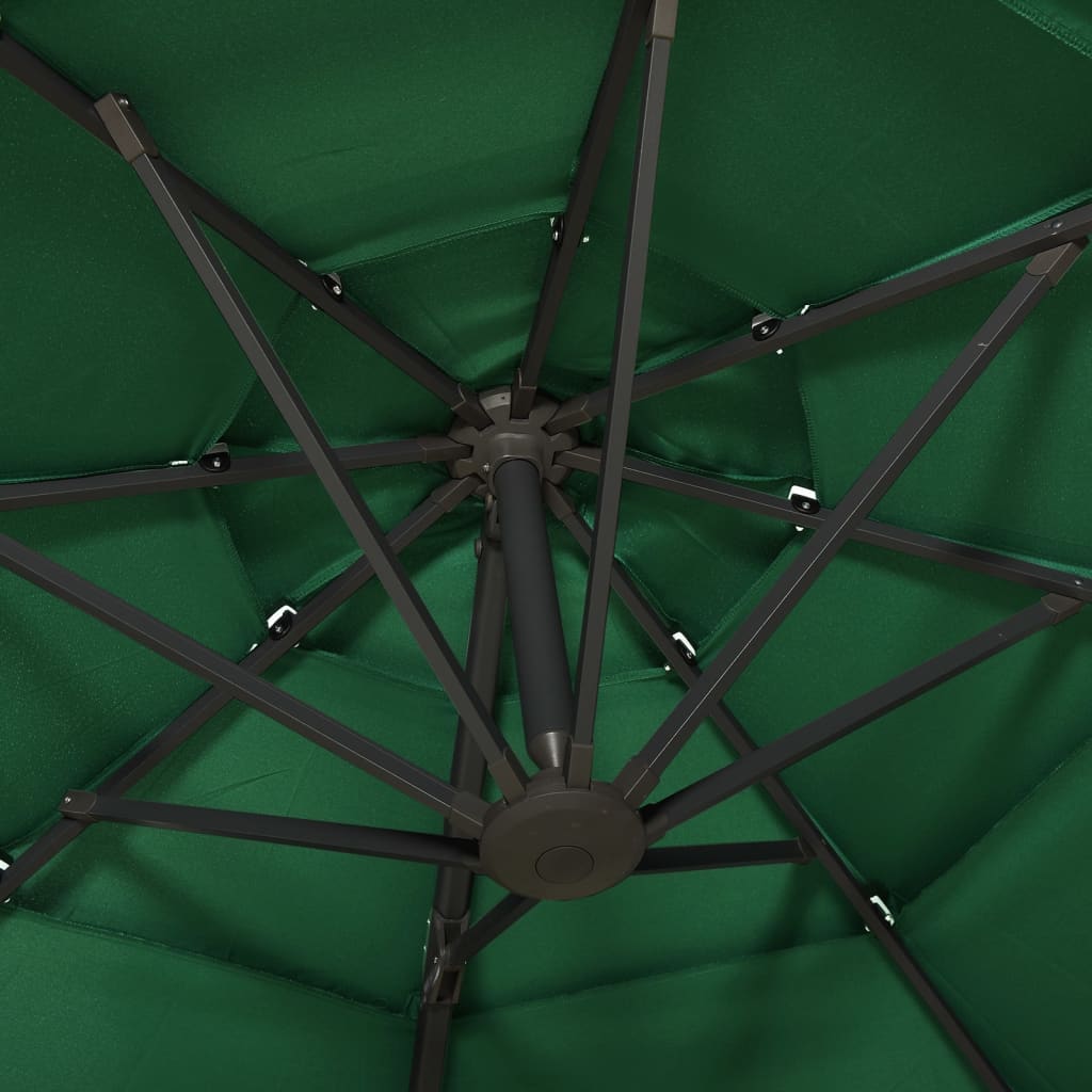 Ombrellone a Sbalzo 4 Livelli Palo Alluminio Verde 3x3 m - homemem39