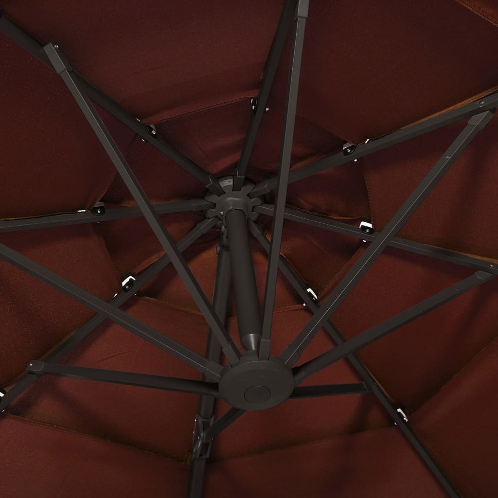 Ombrellone a Sbalzo 4 Livelli Palo in Alluminio 3x3m Terracotta - homemem39