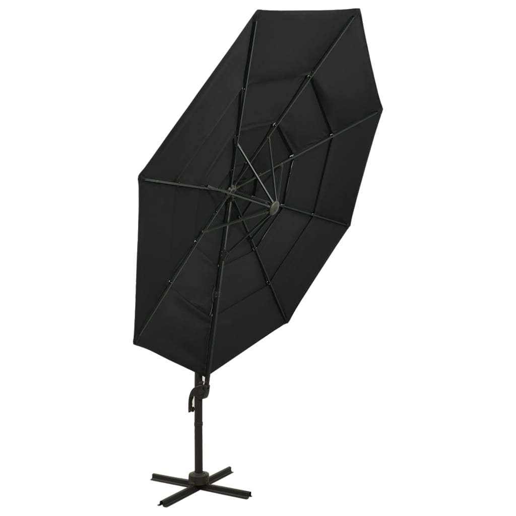 Ombrellone a Sbalzo a 4 Livelli Palo in Alluminio 3x3 m Nero - homemem39