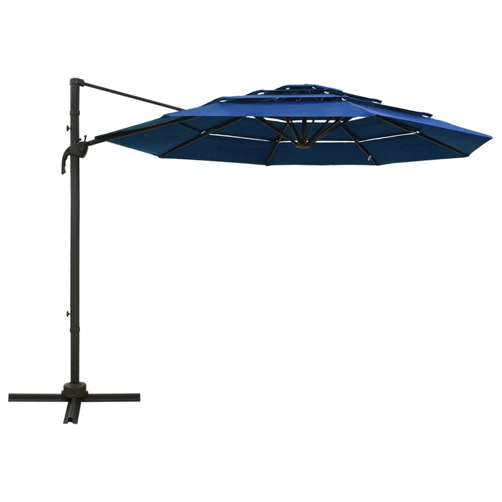 Ombrellone da Giardino 4 Livelli Palo in Alluminio Azzurro 3x3m - homemem39