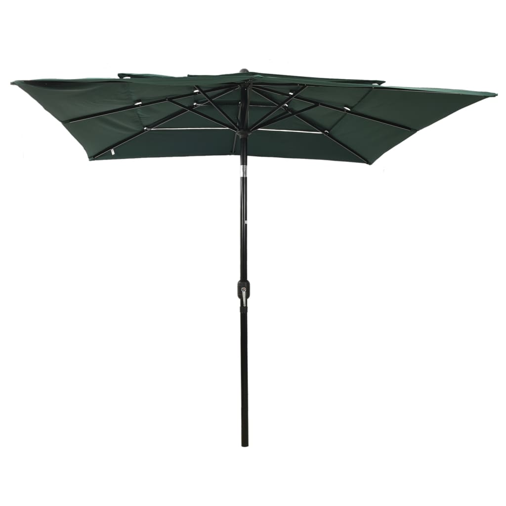 Ombrellone a 3 Livelli con Palo in Alluminio Verde 2,5x2,5 m - homemem39