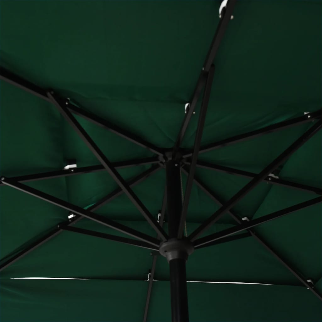 Ombrellone a 3 Livelli con Palo in Alluminio Verde 2,5x2,5 m - homemem39