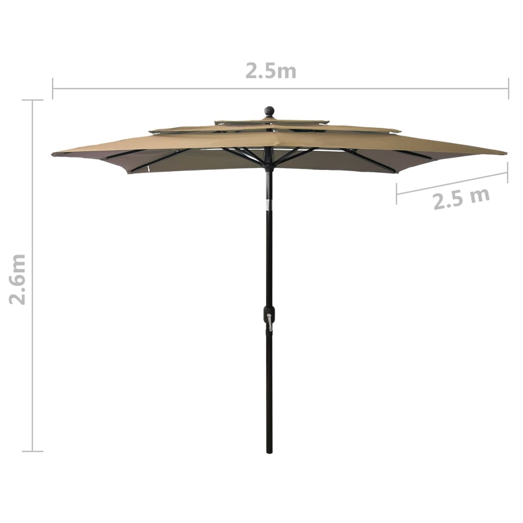 Ombrellone a 4 Livelli con Palo in Alluminio Talpa 2,5x2,5 m - homemem39