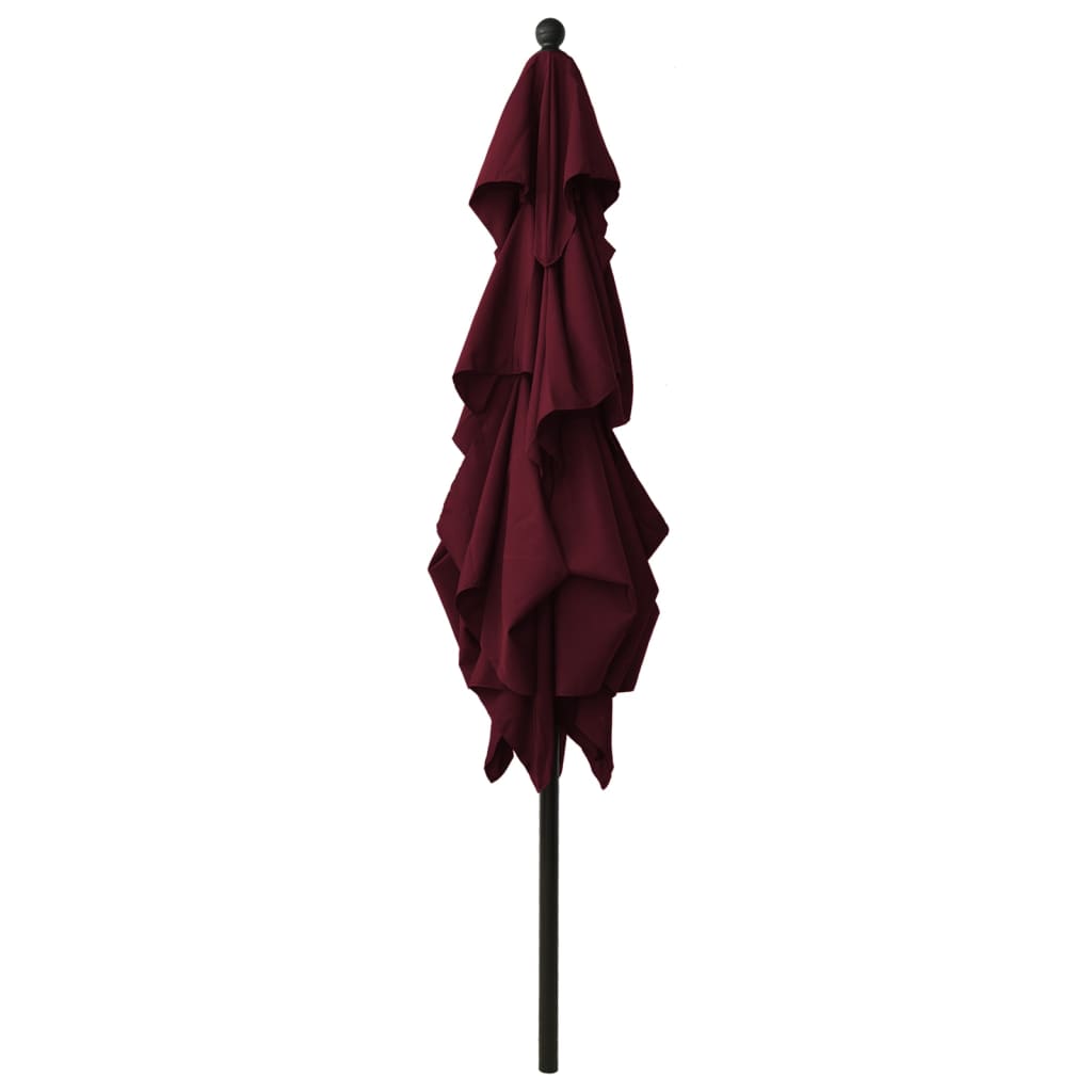 Ombrellone a 3 Livelli con Palo in Alluminio Rosso Bordò 3 m - homemem39
