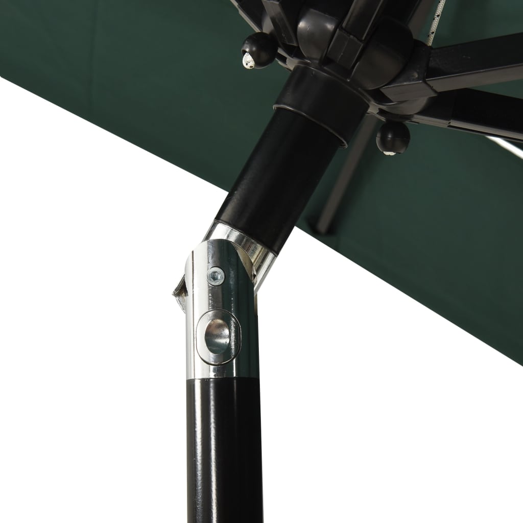 Ombrellone a 3 Livelli con Palo in Alluminio Verde 2x2 m - homemem39