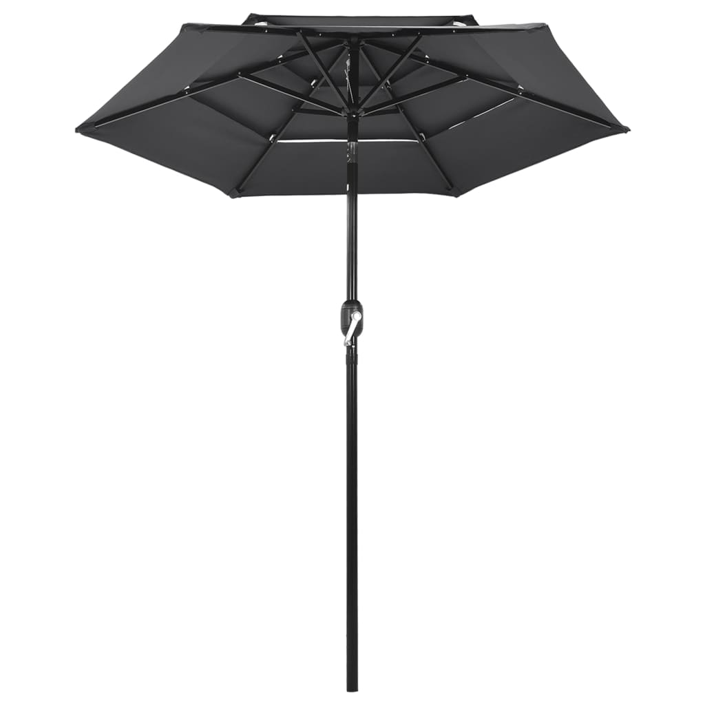 Ombrellone a 3 Livelli con Palo in Alluminio Antracite 2 m - homemem39