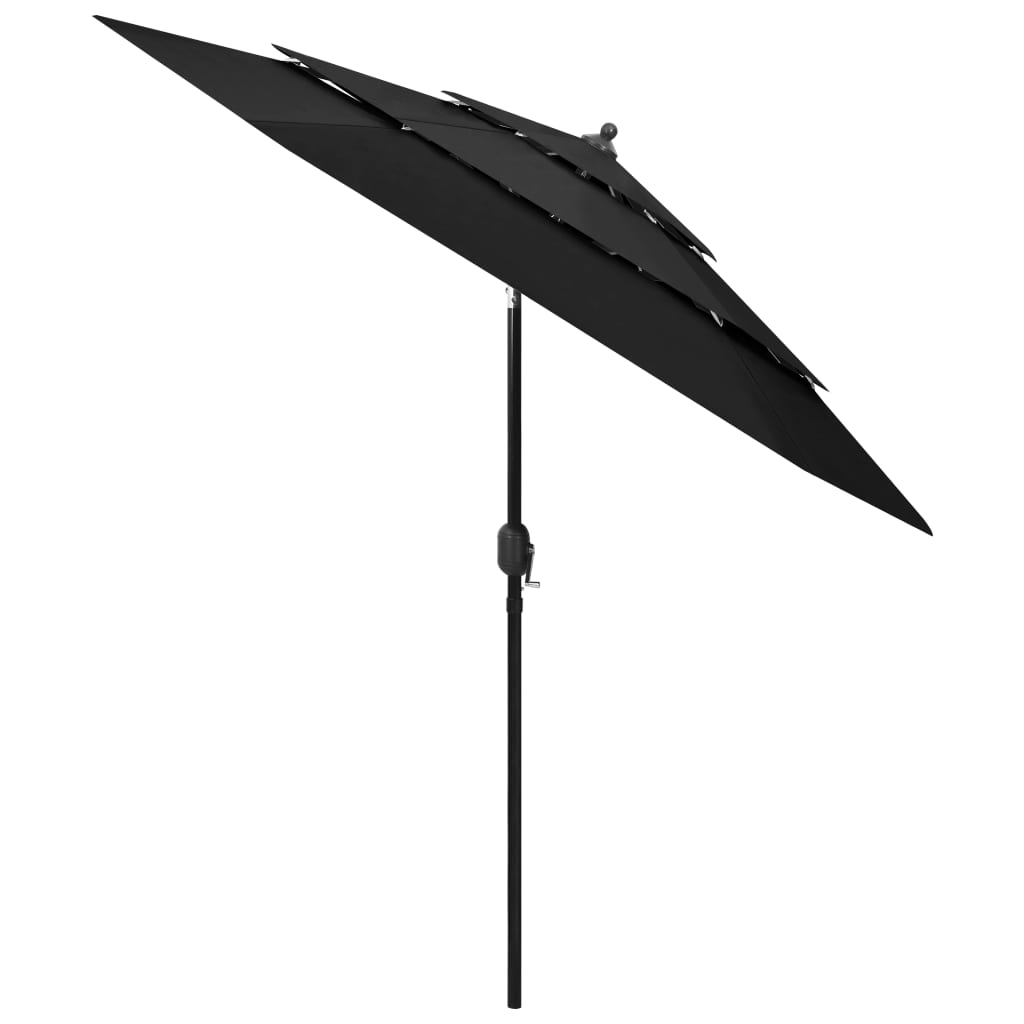 Ombrellone a Sbalzo 3 Livelli Palo Alluminio 2,5 m Nero - homemem39