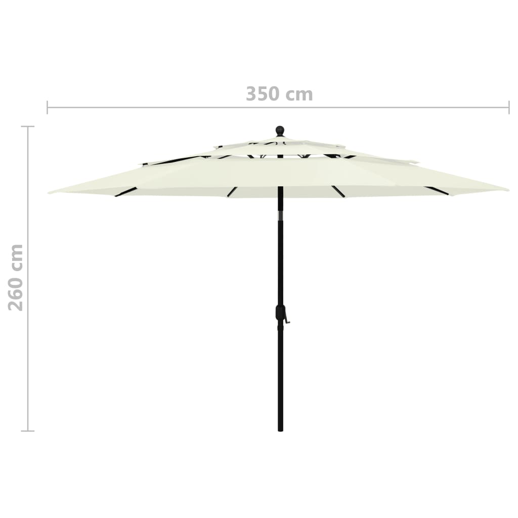 Ombrellone a 3 Livelli con Palo in Alluminio Sabbia 3,5 m | homemem39