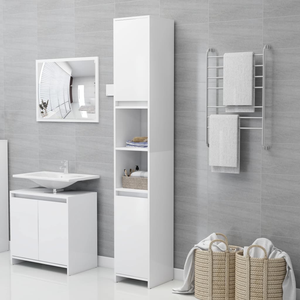 Set Mobili da Bagno 3 pz Bianco in Truciolato | homemem39