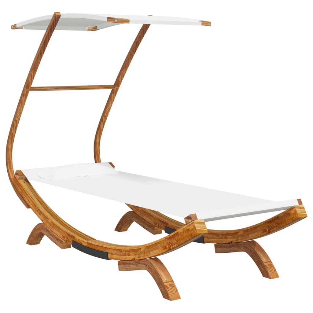 Lettino con Tettuccio 100x190x134 cm in Legno Curvato Crema - homemem39