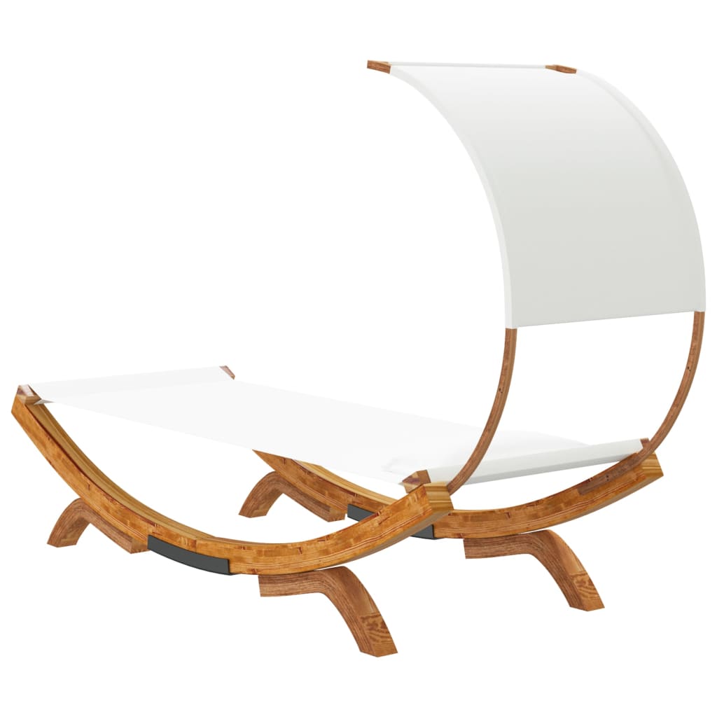 Lettino con Tettuccio 100x200x126 cm in Legno Curvato Crema - homemem39