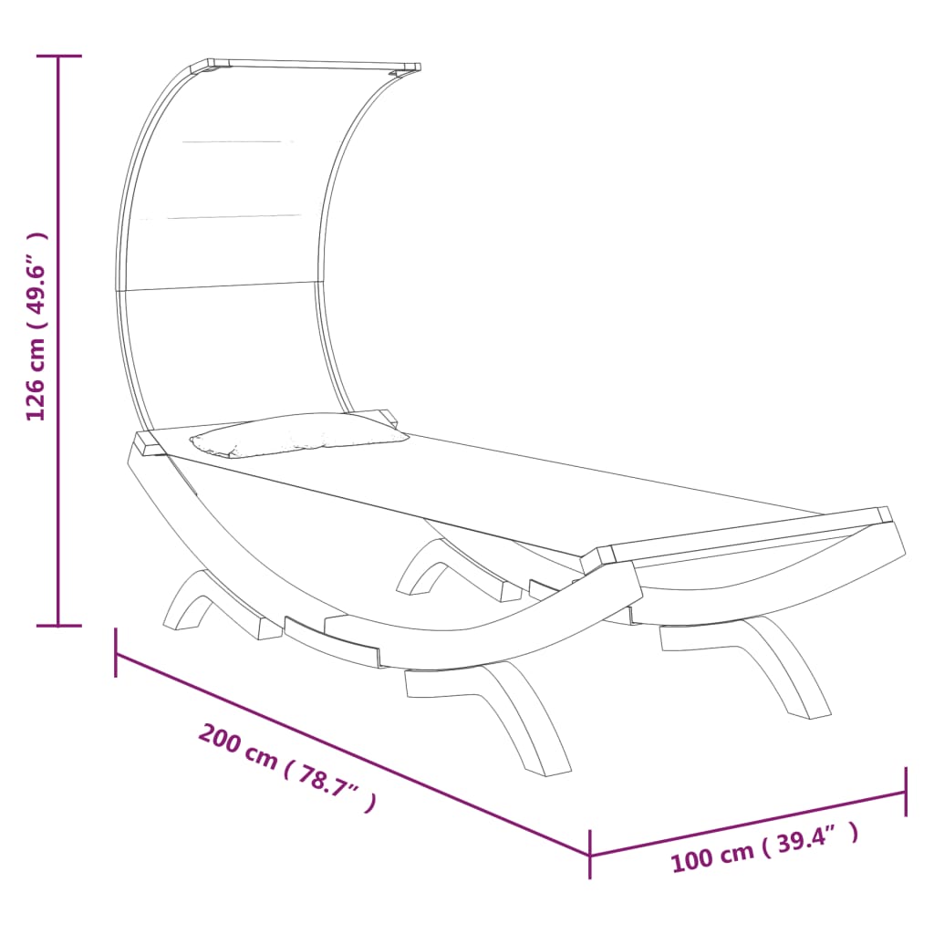 Lettino con Tettuccio 100x200x126 cm in Legno Curvato Crema - homemem39