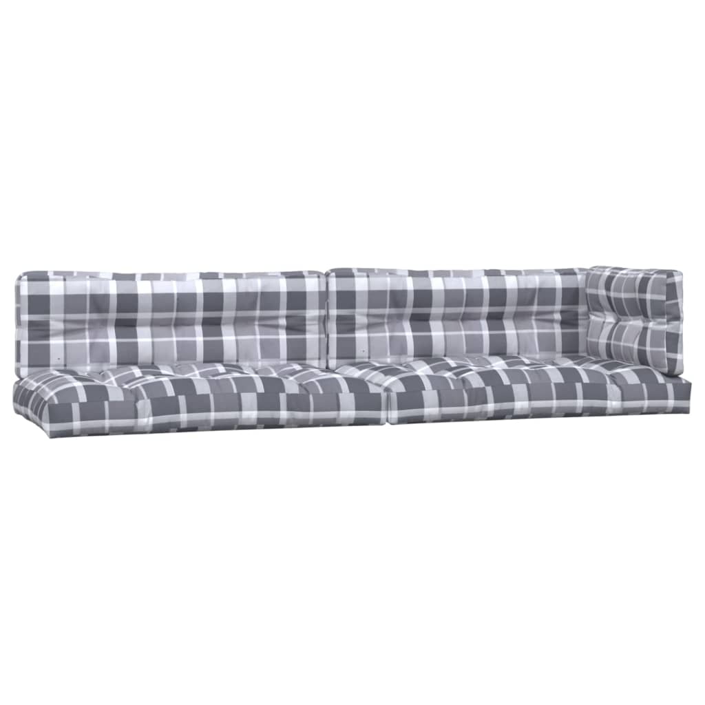 Cuscini per Pallet 5 pz Grigi a Quadri in Tessuto - homemem39