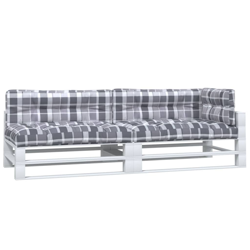 Cuscini per Pallet 5 pz Grigi a Quadri in Tessuto - homemem39