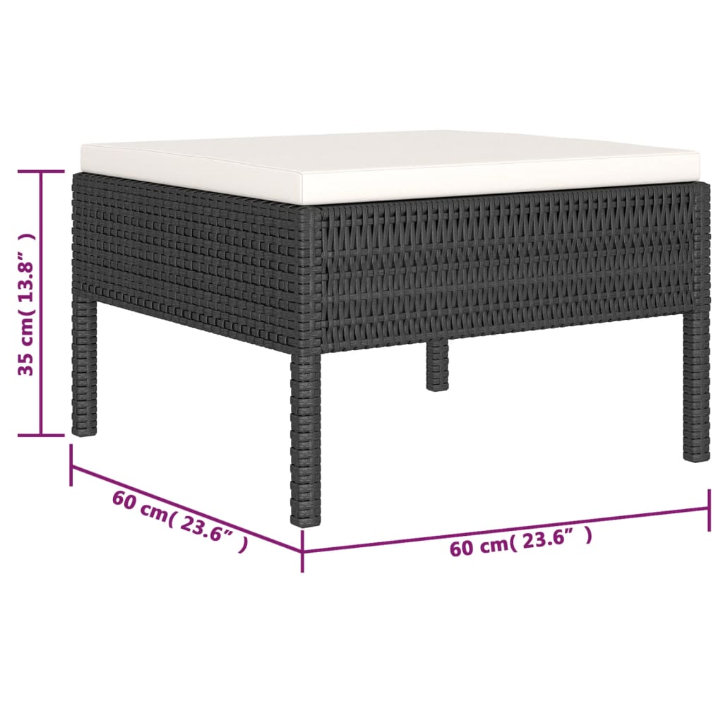 Set Divani da Giardino 6 pz con Cuscini in Polyrattan Nero | homemem39