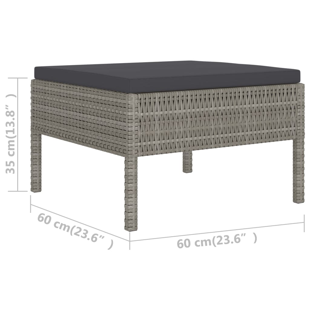 Set Divani da Giardino 6 pz con Cuscini in Polyrattan Grigio | homemem39