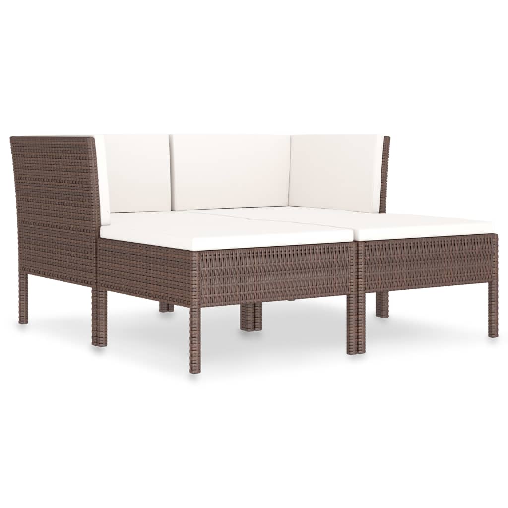 Set Divani da Giardino 4 pz con Cuscini in Polyrattan Marrone - homemem39