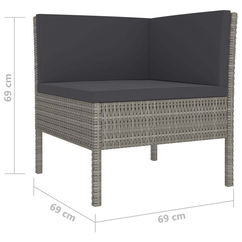 Set Divani da Giardino 10 pz con Cuscini in Polyrattan Grigio - homemem39