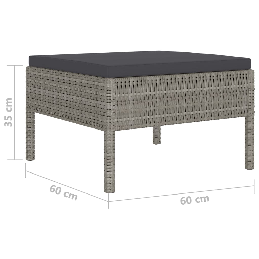 Set Divani da Giardino 10 pz con Cuscini in Polyrattan Grigio - homemem39